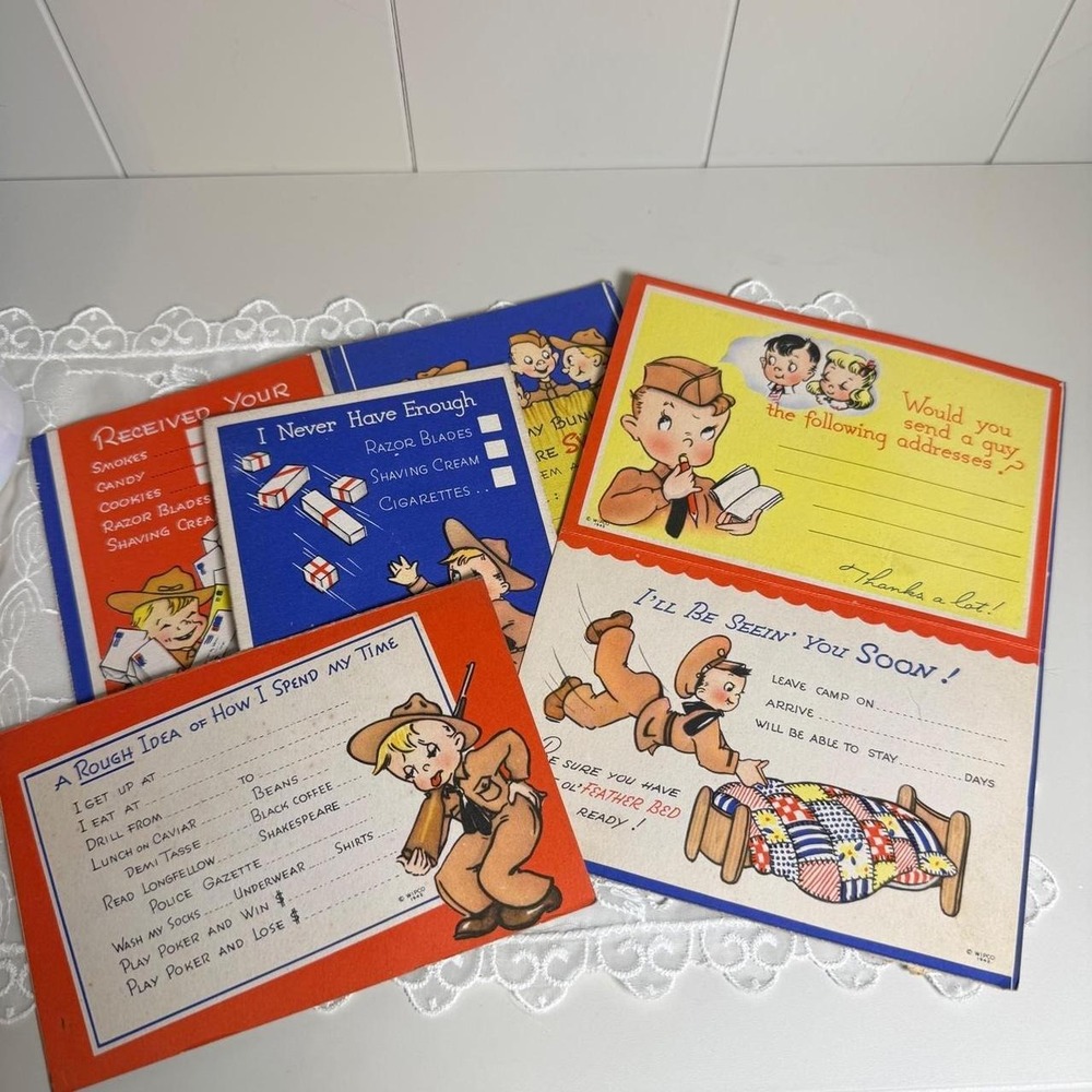 Vintage‎ 1942 WWII Military Comic Postcard Lot of 6
